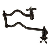 Kingston Brass KS2105AX Heritage Wall Mount Pot Filler, Oil Rubbed Bronze