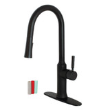 Kingston Brass Gourmetier LS2720DKL Kaiser Single Handle Pull-Down Kitchen Faucet, Matte Black