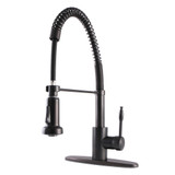 Kingston Brass Gourmetier GSY8885NKL Nustudio Spring Spout Pull Down Spray Pre-Rinse Kitchen Faucet, Oil Rubbed Bronze