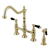 Kingston Brass KS1272PKLBS Duchess Bridge Kitchen Faucet with Brass Sprayer, Polished Brass