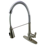 Kingston Brass Gourmetier American Classic Single Handle Spring Spout Pre-Rinse Pull Down Kitchen Faucet, Brushed Nickel - GSY8898ACL