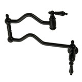 Kingston Brass KS2100AL Heritage Wall Mount Pot Filler, Matte Black