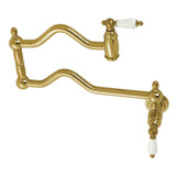 Kingston Brass KS2107PL Heritage Wall Mount Pot Filler, Brushed Brass