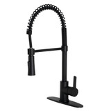 Kingston Brass Gourmetier Continental Single Handle Spring Spout Pre-Rinse Pull Down Kitchen Faucet, Matte Black - LS8670CTL