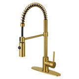 Kingston Brass Gourmetier Concord Single Handle Spring Spout Pre-Rinse Pull Down Kitchen Faucet, Brushed Brass - LS8773DL