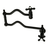 Kingston Brass KS2100AX Heritage Wall Mount Pot Filler, Matte Black