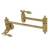 Kingston Brass KS3107TAL Tudor Wall Mount Pot Filler Kitchen Faucet, Brushed Brass