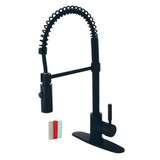 Kingston Brass Gourmetier Kaiser Single Handle Spring Spout Pre-Rinse Pull Down Kitchen Faucet, Matte Black - LS8770DKL