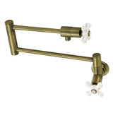 Kingston Brass KS4103PX Metropolitan Wall Mount Pot Filler, Antique Brass