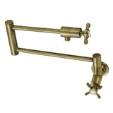 Kingston Brass KS4103BEX Essex Wall Mount Pot Filler, Antique Brass