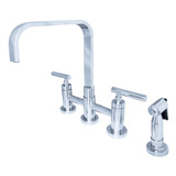 Kingston Brass KS8251CMLBS Manhattan Bridge Kitchen Faucet with Brass Spray, Polished Chrome