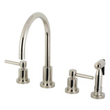 Kingston Brass KS8726DLBS Concord 8-Inch Widespread Kitchen Faucet with Brass Sprayer, Polished Nickel