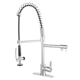 Kingston Brass Gourmetier Continental Single Handle Spring Spout Pre-Rinse Pull Down Kitchen Faucet, Polished Chrome