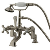 Kingston Brass Deck Mount Clawfoot Tub Filler Faucet with Hand Shower - Brushed Nickel CC657T8