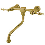 Kingston Brass KS1212NL Two Handle Wall Mount Bathroom Faucet, Polished Brass