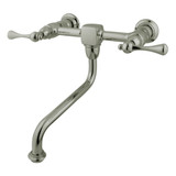 Kingston Brass KS1218BL Two Handle Wall Mount Bathroom Faucet, Brushed Nickel