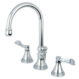 Kingston Brass KS2981DFL NuFrench Widespread Two Handle Bathroom Faucet with Brass Pop-Up, Polished Chrome