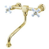 Kingston Brass KS1212PX Heritage Two Handle Wall Mount Bathroom Faucet, Polished Brass