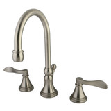 Kingston Brass KS2988DFL NuFrench Widespread Two Handle Bathroom Faucet with Brass Pop-Up, Brushed Nickel