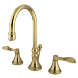Kingston Brass KS2982DFL NuFrench Widespread Two Handle Bathroom Faucet with Brass Pop-Up, Polished Brass