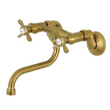 Kingston Brass KS116SB Essex Two Handle Wall Mount Bathroom Faucet, Brushed Brass