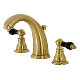 Kingston Brass KB987AKLSB Duchess Widespread Two Handle Bathroom Faucet with Plastic Pop-Up, Brushed Brass