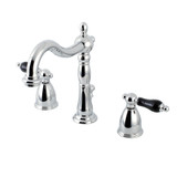 Kingston Brass KB1971PKL Duchess Widespread Two Handle Bathroom Faucet with Plastic Pop-Up, Polished Chrome