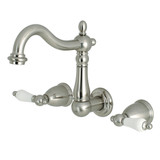 Kingston Brass KS1258PL Two Handle Center Wall Mount Bathroom Faucet, Brushed Nickel