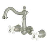 Kingston Brass KS1258PX Two Handle Wall Mount Bathroom Faucet, Brushed Nickel