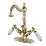 Kingston Brass KS1432WLL Wilshire Two Handle Bathroom Faucet with Brass Pop-Up and Cover Plate, Polished Brass