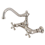 Kingston Brass KS3246AX Two Handle Wall Mount Bathroom Faucet, Polished Nickel