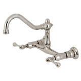 Kingston Brass KS3246BL Two Handle Wall Mount Bathroom Faucet, Polished Nickel