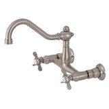 Kingston Brass KS3248BEX Two Handle Wall Mount Bathroom Faucet, Brushed Nickel