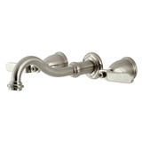 Kingston Brass KS3128KL Whitaker Two-Handle Wall Mount Bathroom Faucet, Brushed Nickel