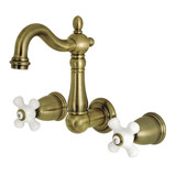 Kingston Brass KS1223PX Heritage Two Handle Wall Mount Bathroom Faucet, Antique Brass