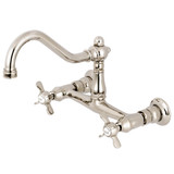 Kingston Brass KS3246BEX Two Handle Wall Mount Bathroom Faucet, Polished Nickel