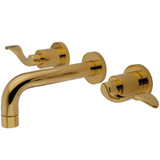 Kingston Brass  KS8122DFL NuWave Two Handle Wall Mount Bathroom Faucet, Polished Brass