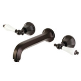 Kingston Brass KS4125PL Metropolitan Two Handle Wall Mount Bathroom Faucet, Oil Rubbed Bronze