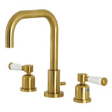 Kingston Brass FSC8933DPL Paris Widespread Two Handle Bathroom Faucet with Brass Pop-Up, Brushed Brass