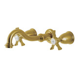 Kingston Brass  KS3127NX Hamilton Two-Handle Wall Mount Bathroom Faucet, Brushed Brass