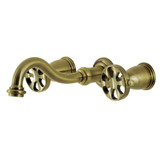 Kingston Brass KS3123RX Belknap Two-Handle Wall Mount Bathroom Faucet, Antique Brass