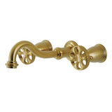 Kingston Brass KS3127RX Belknap Two-Handle Wall Mount Bathroom Faucet, Brushed Brass