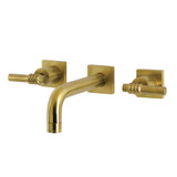 Kingston Brass KS6127ML Milano Two-Handle Wall Mount Bathroom Faucet, Brushed Brass