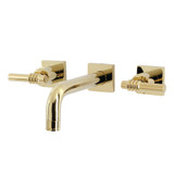 Kingston Brass KS6122ML Milano Two-Handle Wall Mount Bathroom Faucet, Polished Brass