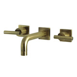 Kingston Brass KS6123CML Manhattan Two-Handle Wall Mount Bathroom Faucet, Antique Brass