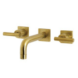 Kingston Brass KS6127CML Manhattan Two-Handle Wall Mount Bathroom Faucet, Brushed Brass