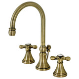 Kingston Brass KS2983AX Governor Widespread Two Handle Bathroom Faucet with Brass Pop-Up, Antique Brass