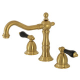 Kingston Brass KS1977PKL Duchess Widespread Two Handle Bathroom Faucet with Brass Pop-Up, Brushed Brass