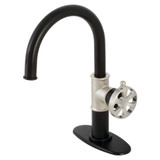 Kingston Brass  KSD2236RX Belknap Single Handle Bathroom Faucet with Push Pop-Up, Matte Black/Polished Nickel