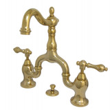 Kingston Brass KS7972AL English Country Bridge Bathroom Faucet with Brass Pop-Up, Polished Brass